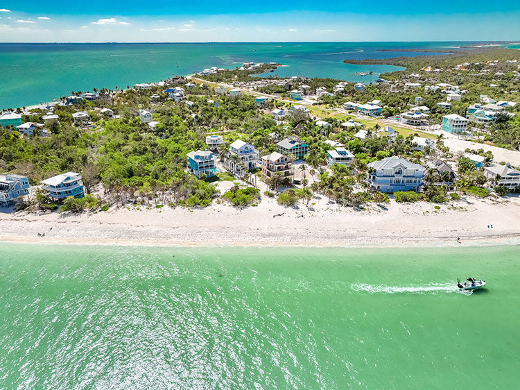 North Captiva homes along the island's sandy shoreline