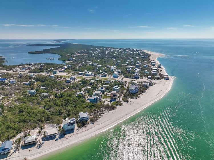 North Captiva coastline with white sand and island vegetation