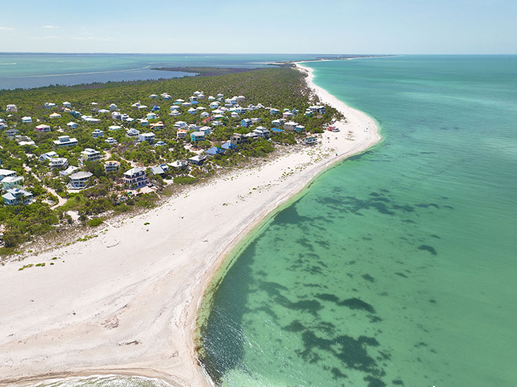Aerial view of North Captiva Island and its Gulf coastline